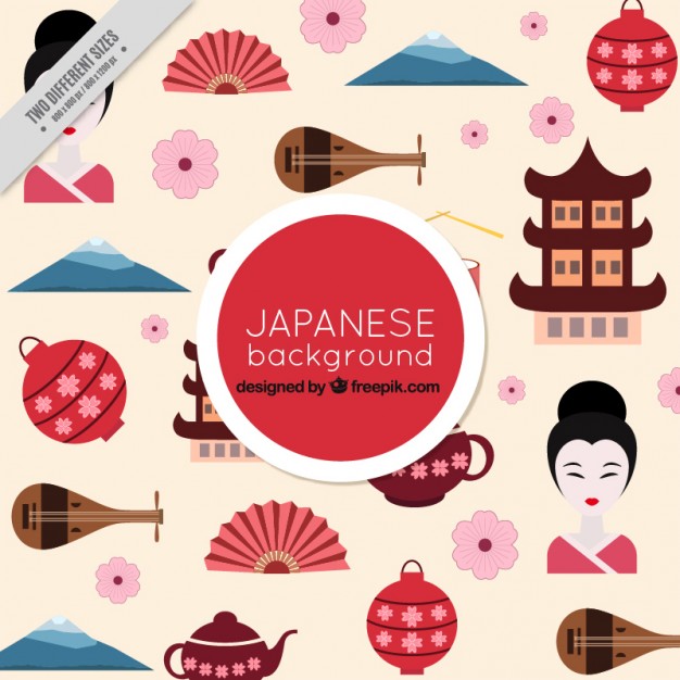 626x626 Japan Culture Elements In Flat Design Background Vector Free