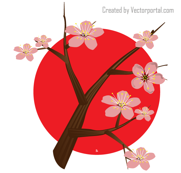 600x575 Japanese Cherry Blossom Vector Japanese Vectors