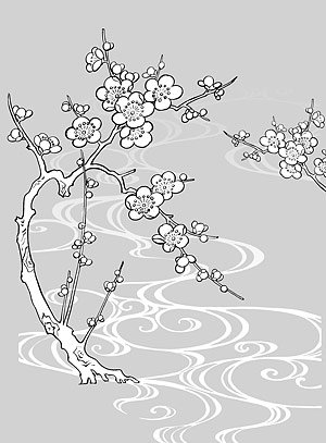 300x407 Free Japanese Line Drawing Of Plant Flowers Vector Material 30