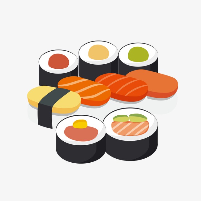650x650 Japanese Food Sushi Cartoon Vector Material, Food Vector, Cartoon