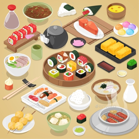 590x590 Japanese Food Vector By Pantimetrok Graphicriver