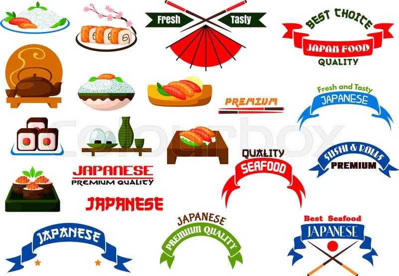 800x553 Japanese Cuisine Signs Set. Sushi Restaurant Vector Isolated Icon