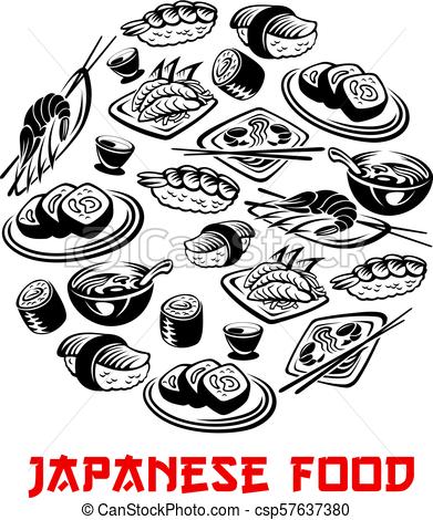 391x470 Japanese Food Poster And Vector Sushi And Rolls. Japanese Food