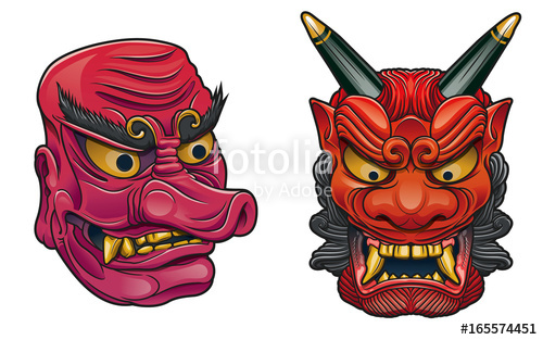 500x313 Japanese Demons Masks Stock Image And Royalty Free Vector Files