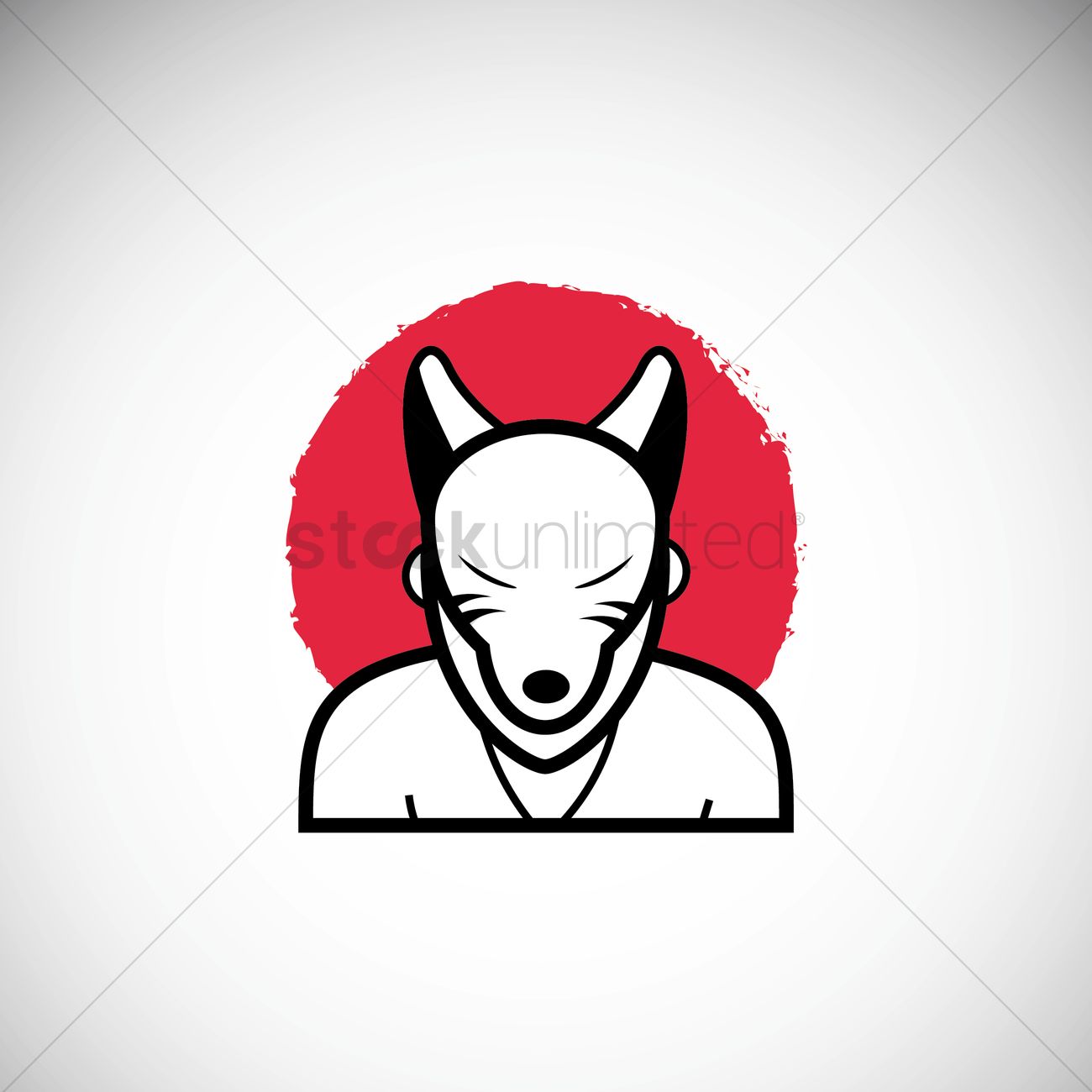 1300x1300 Japanese Kitsune Mask Vector Image