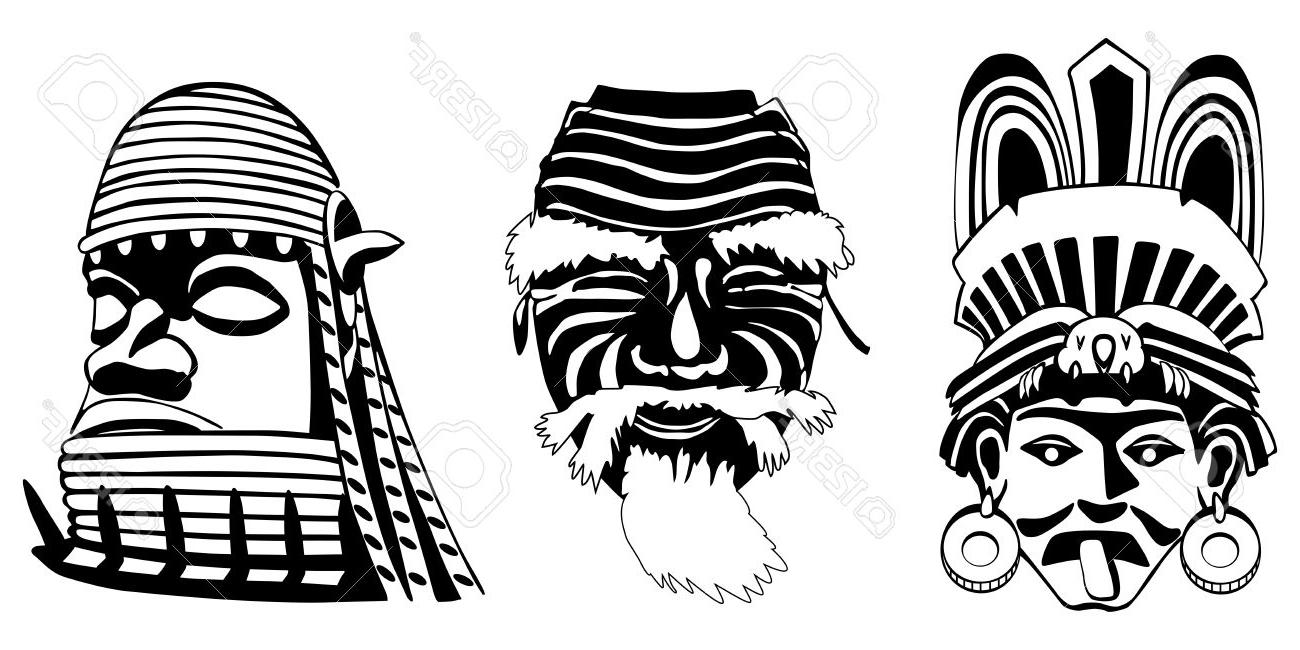 1300x650 Best Masks Aztec Japanese And African Stock Vector Tattoo Tribal