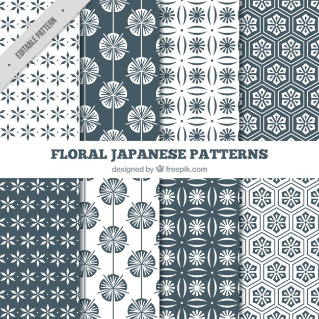 626x626 Japanese Floral Black And White Patterns Vector Free Download