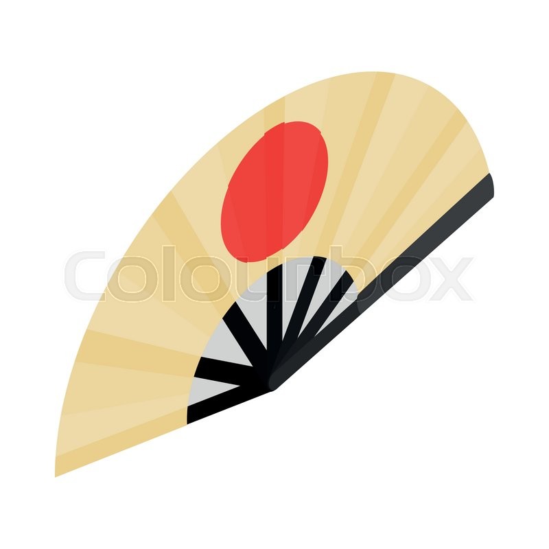 800x800 Japanese Folding Fan With The Rising Sun Icon In Isometric 3d