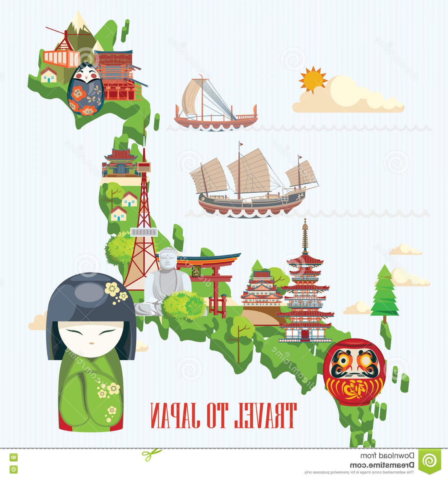 1560x1668 Stock Illustration Japan Travel Poster Map Travel To Japan