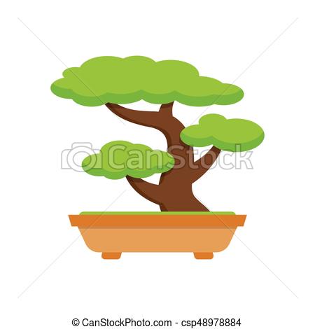 450x470 Tree Bonsai. Japanese Tree. On White Background, Vector Illustrations.