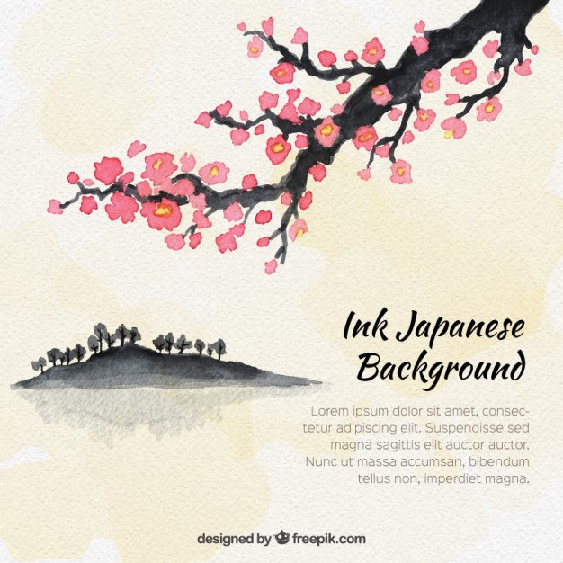 626x626 Watercolor Japanese Tree Background Vector Free Download