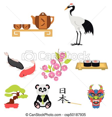 450x470 Japan Set Icons In Cartoon Style. Big Collection Of Japan Vector