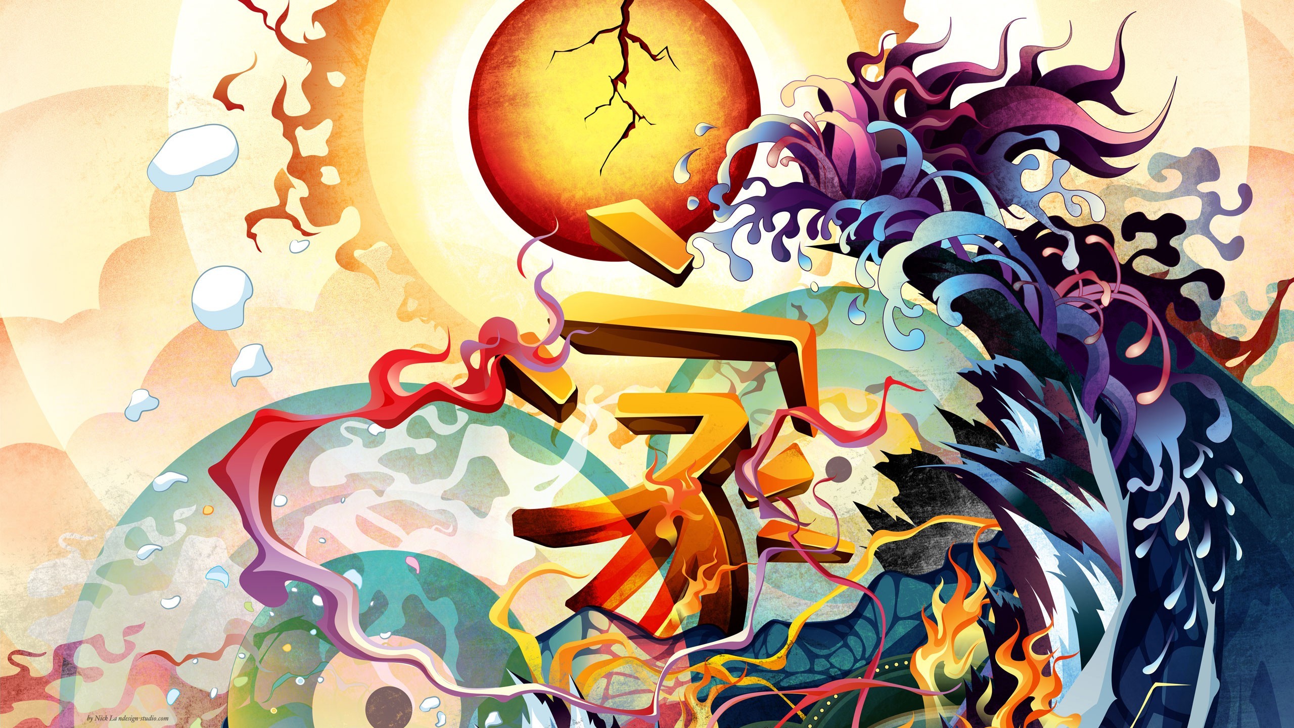 2560x1440 Wallpaper 2560x1440 Px, Abstract, Japanese, Vector Art 2560x1440