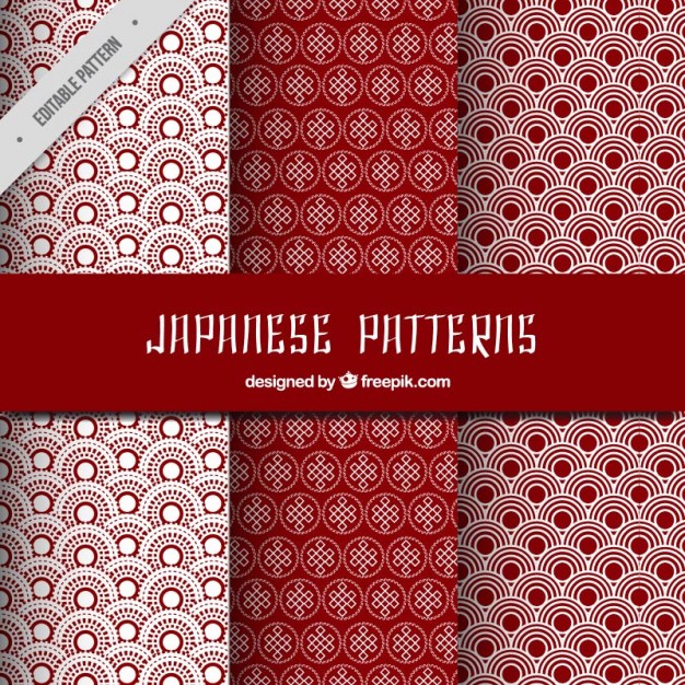 626x626 Red Japanese Patterns Set Vector Free Download