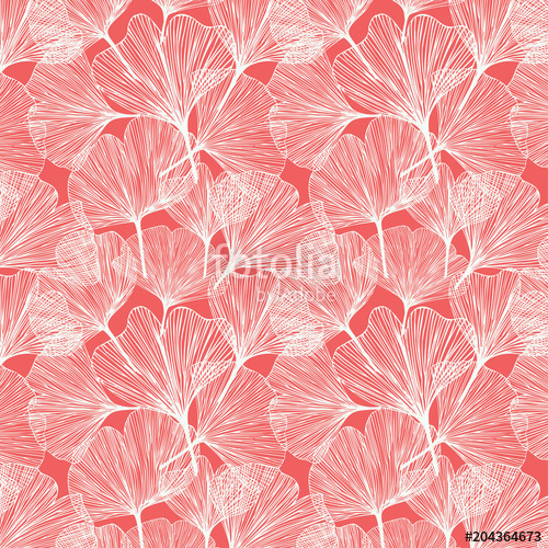 500x500 Ginkgo Biloba Leaves, Japanese Vector Illustration, Pattern For