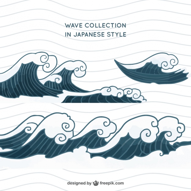 626x626 Wave Set In Japanese Style Vector Free Download