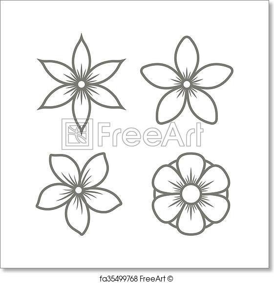 561x581 Free Art Print Of Jasmine Flower Icons Set On White Background