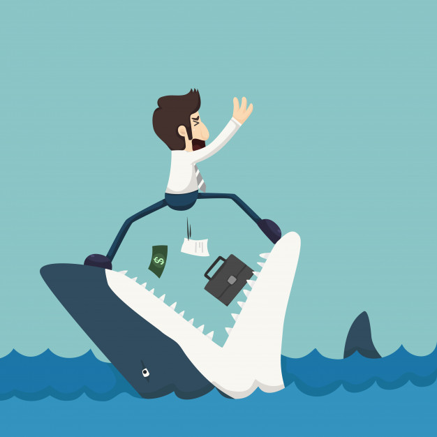 626x626 Businessman Standing On Jaws Of Shark Vector Premium Download