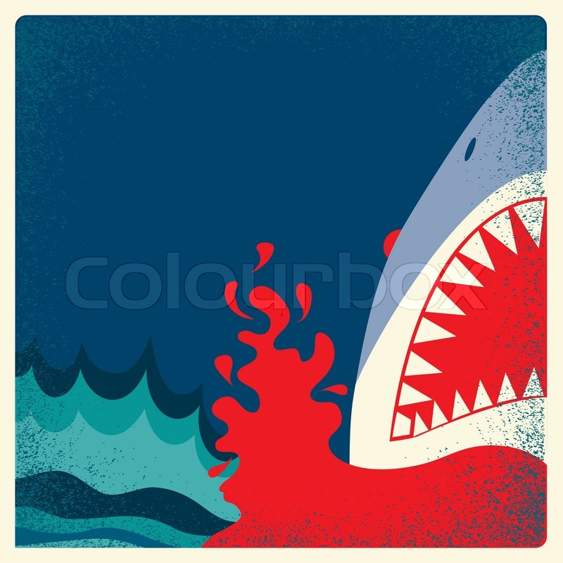 800x800 Shark Jaws Poster.vector Danger Background Illustration For Text