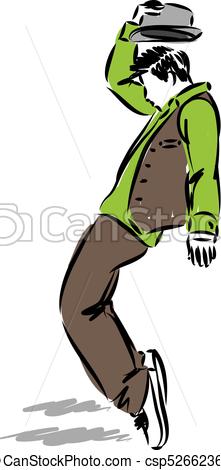 221x470 Modern Dancer Man Jazz Vector Illustration.
