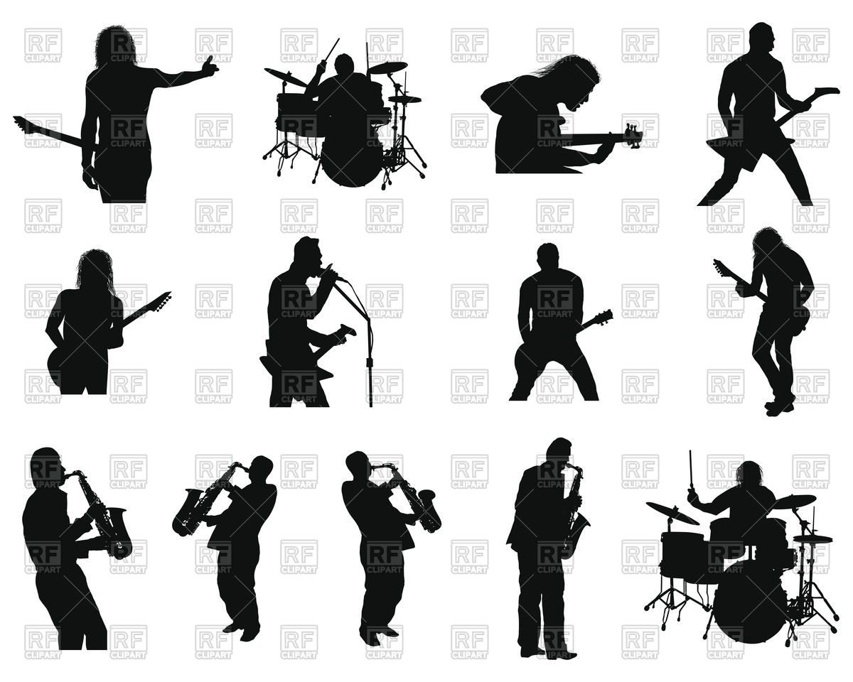 1200x960 Collection Of Different Rock And Jazz People Silhouettes Vector