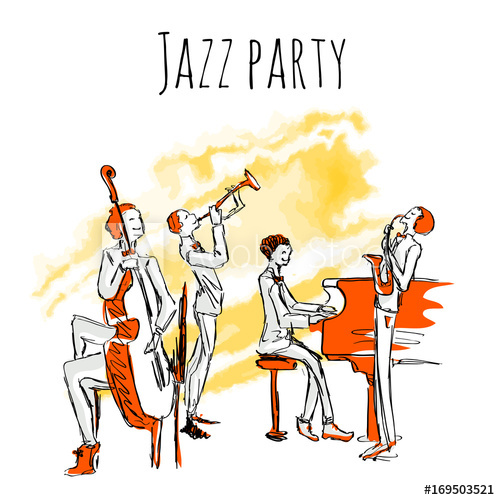 500x500 Poster Or Album Cover For Jazzband. Concert Of Jazz Music. The