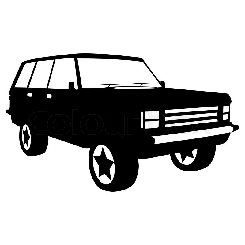 800x800 Black Silhouette Of City Jeep, Vector Illustration Stock Vector