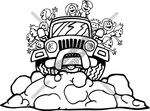 500x371 Kids In Jeep Clipart And Vectorart People