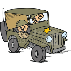 300x300 Royalty Free Two Men Driving A Cartoon Military Jeep 172858 Vector