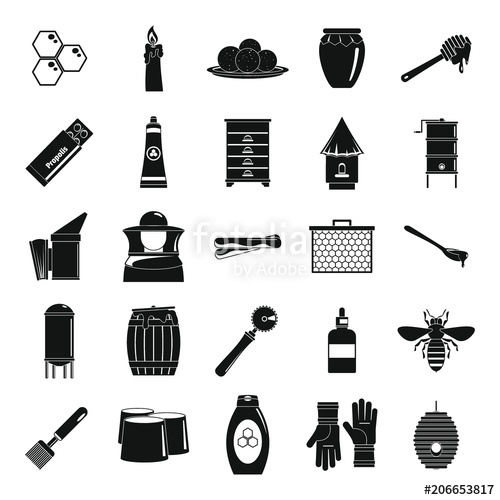 500x500 Propolis Honey Royal Jelly Icons Set. Simple Illustration Of 25