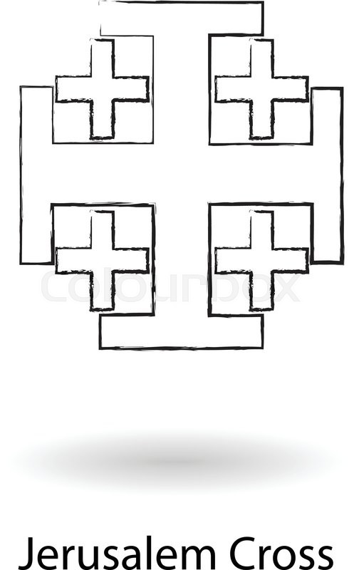 490x800 Jerusalem Cross Pencil Like Drawing Vector Illustration, Holy