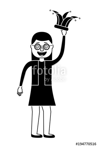 334x500 Cheerful Woman With Glasses And Jester Hat Vector Illustration