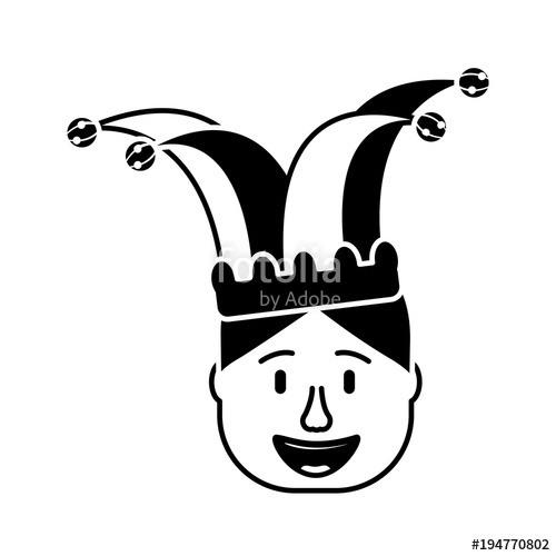 500x500 Smiling Face Man With Glasses And Jester Hat Vector Illustration