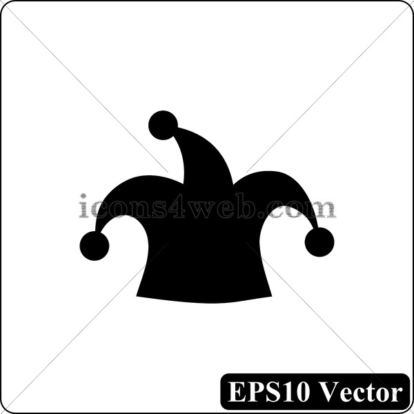 600x600 Jester Hat Black Icon. Eps10 Vector.