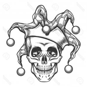 300x300 Photostock Vector Hand Drawn Jester Skull In Fools Cap Vector