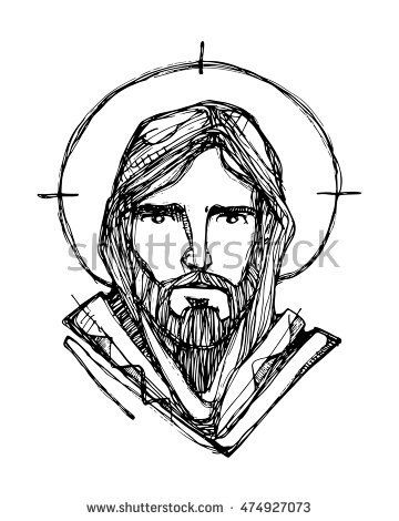 360x470 Hand Drawn Vector Illustration Or Drawing Of Jesus Christ Face
