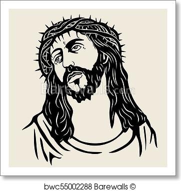 362x382 Art Print Of Jesus Face Vector Barewalls Posters Amp Prints