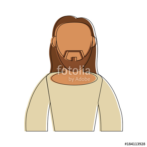 500x500 Jesus Face Cartoon Icon Vector Illustration Graphic Design Stock