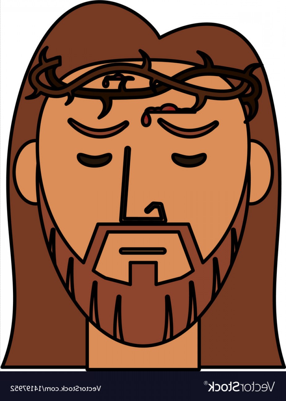 924x1296 Face Jesus Christ With Crown Thorns Catholic Vector Shopatcloth