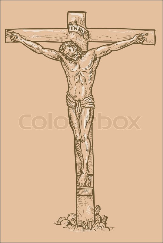 538x800 Jesus Christ Cross Drawing Stock Vector Colourbox
