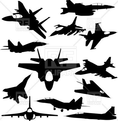 392x400 Military Jet Fighter Silhouettes Vector Image Vector Artwork Of