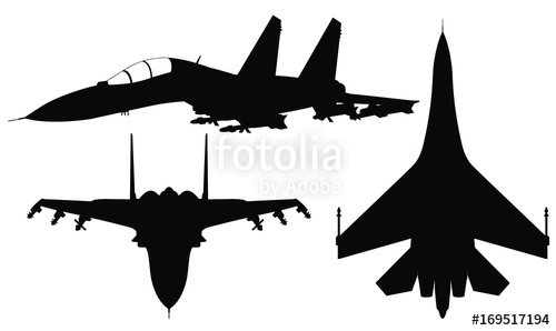 500x298 Vector Set Of Silhouette Of The Fighter Jet Su 27 Stock Image And