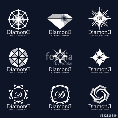 500x500 Diamond And Jewellery Logo Vector Set Design Stock Image And
