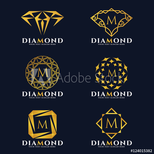 500x500 Gold Diamond And Jewellery Logo Vector Set Design