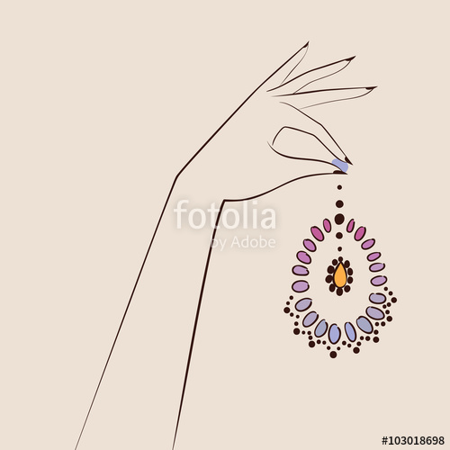 500x500 Beautiful Woman Hand Holding Jewelry . Vector Illustration Eps 1