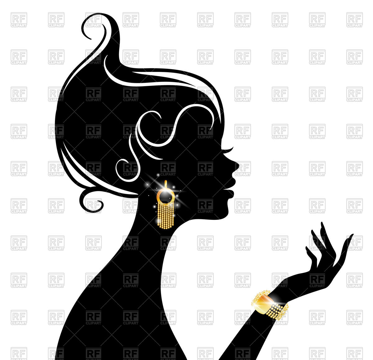 1200x1161 Profile Silhouette Of Elegant Woman With Sparkling Jewellery