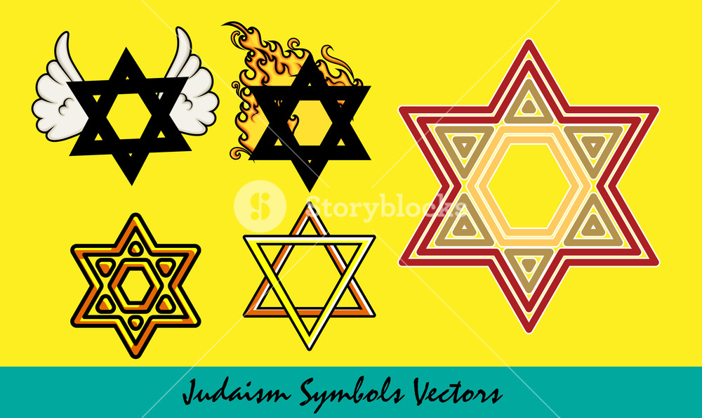1000x595 Jewish Star Symbols Vector Illustration Royalty Free Stock Image