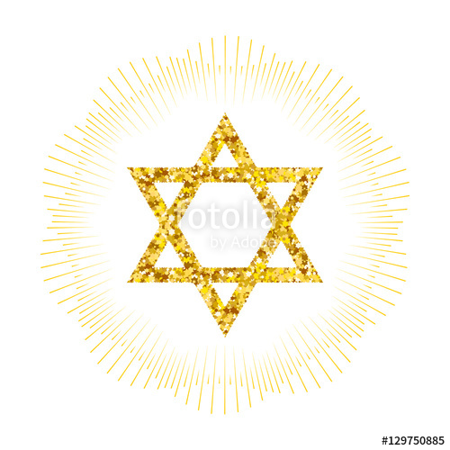 500x500 Star Form With Gold Glitter Effect. Traditional Jewish Symbols