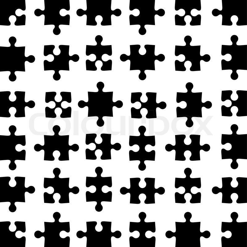 800x800 Set Of Black Jigsaw Puzzles. Vector Illustration. Stock Vector