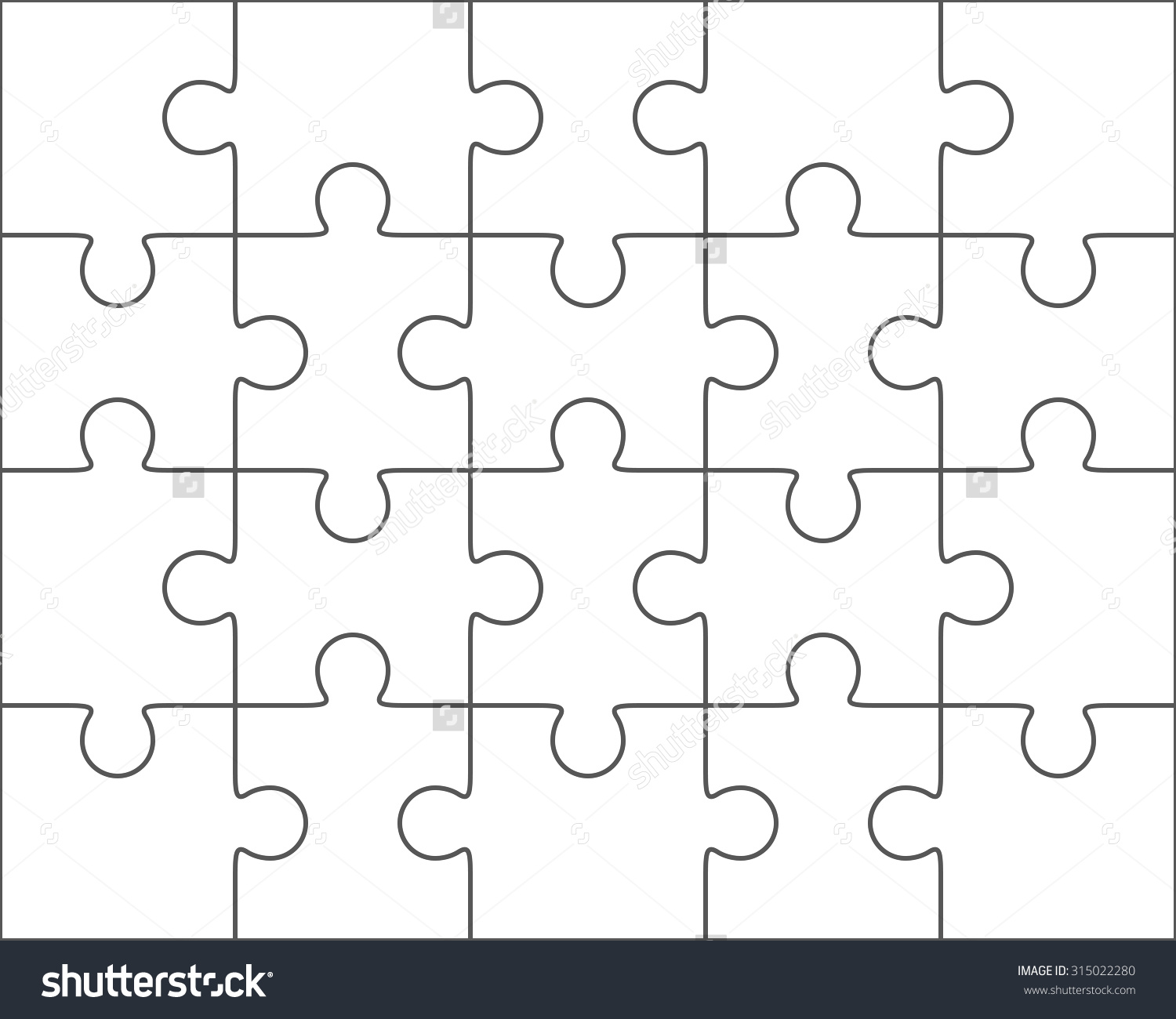 1500x1300 20 Piece Jigsaw Puzzle Template